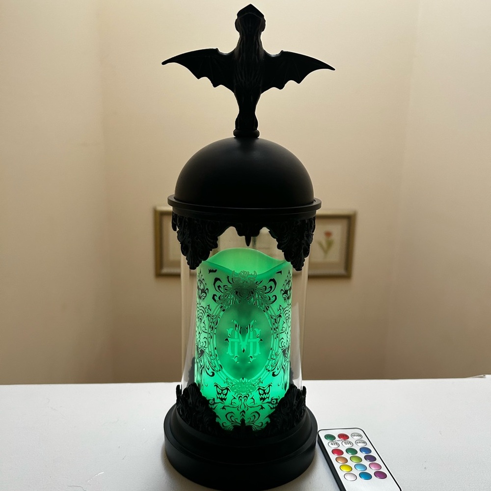 Disney Haunted Mansion Bat Hurricane Candle Holder - Color Changing - Picture 3 of 11